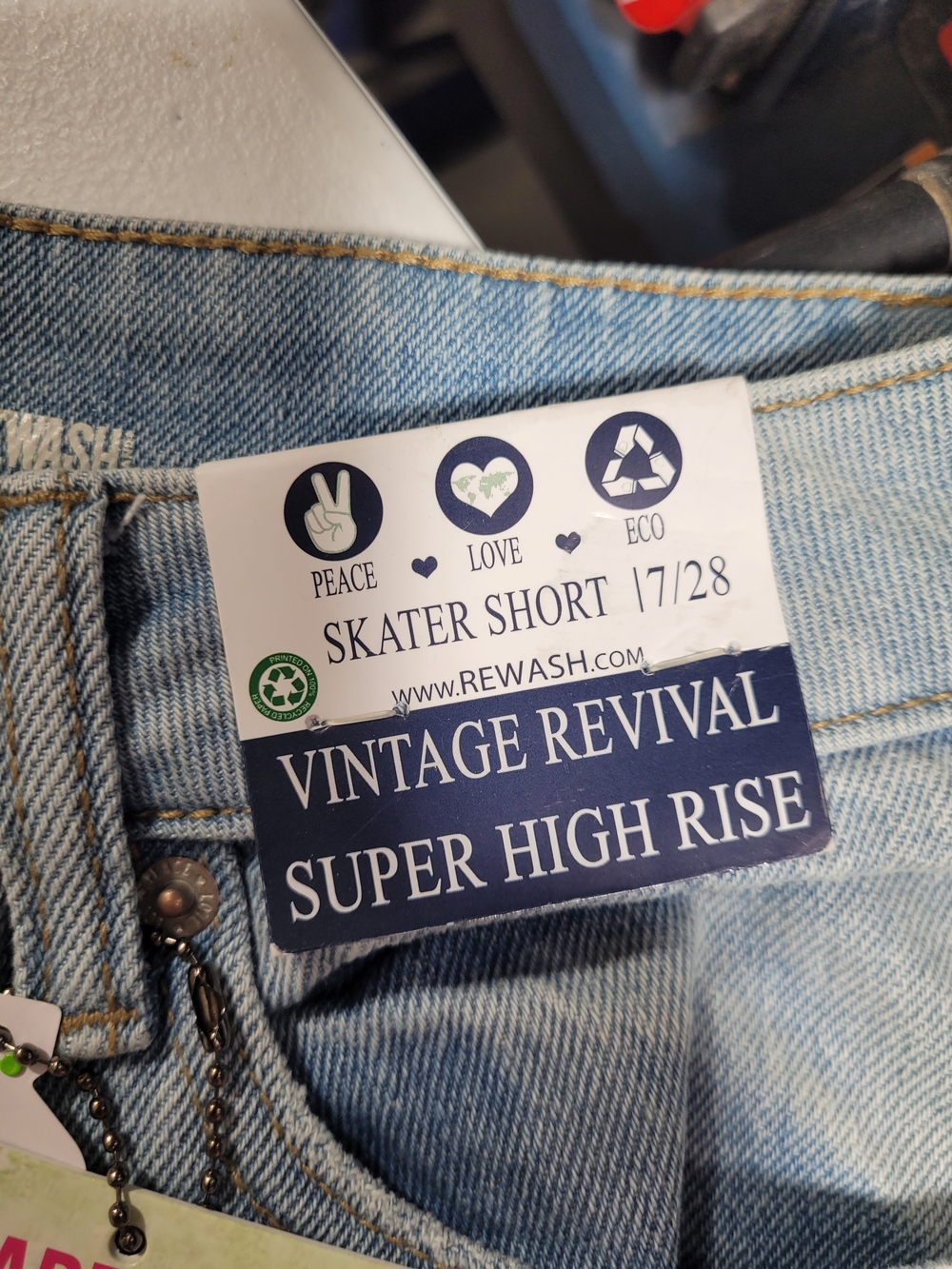 Rewash Light Blue Distressed High-Rise Jean Shorts - Picture 3 of 5
